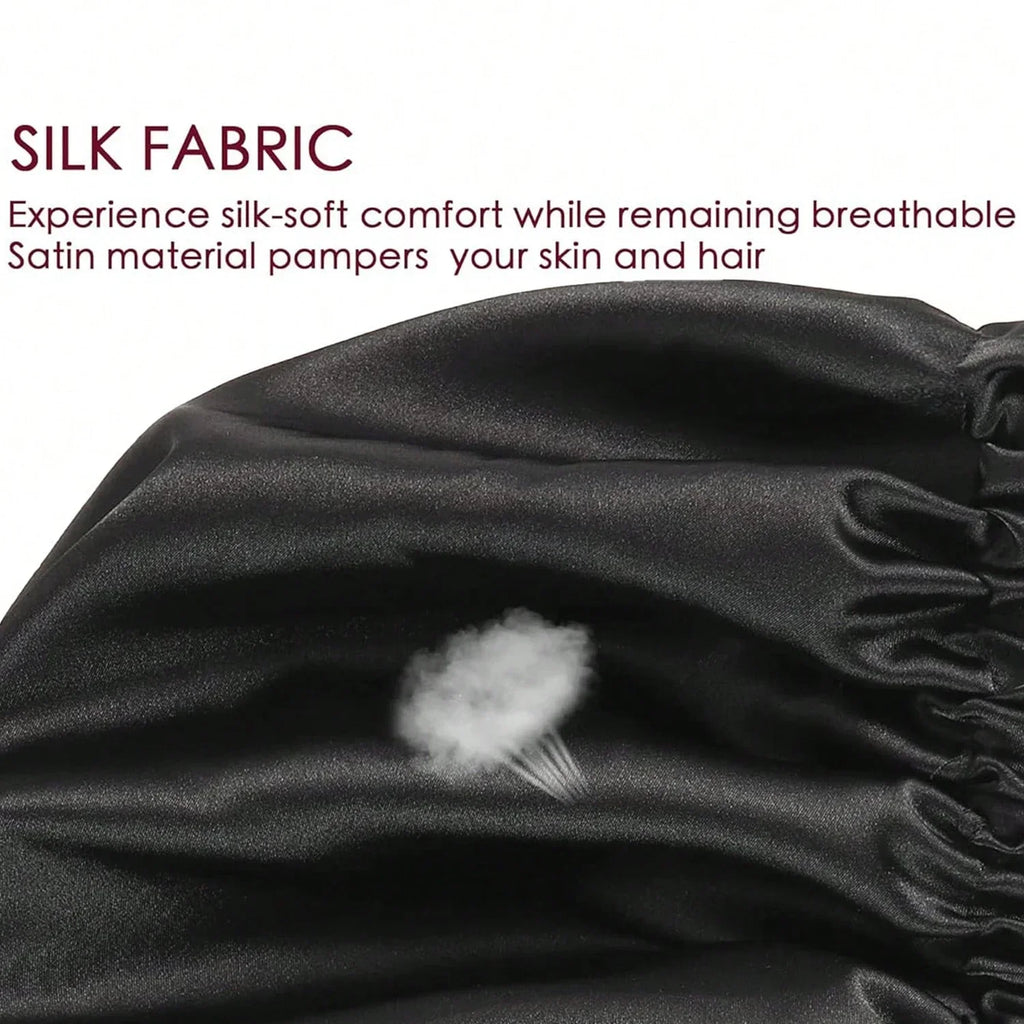 CocoLuxe Aura Satin Sleep Bonnet (Adjustable, Double-Layered)