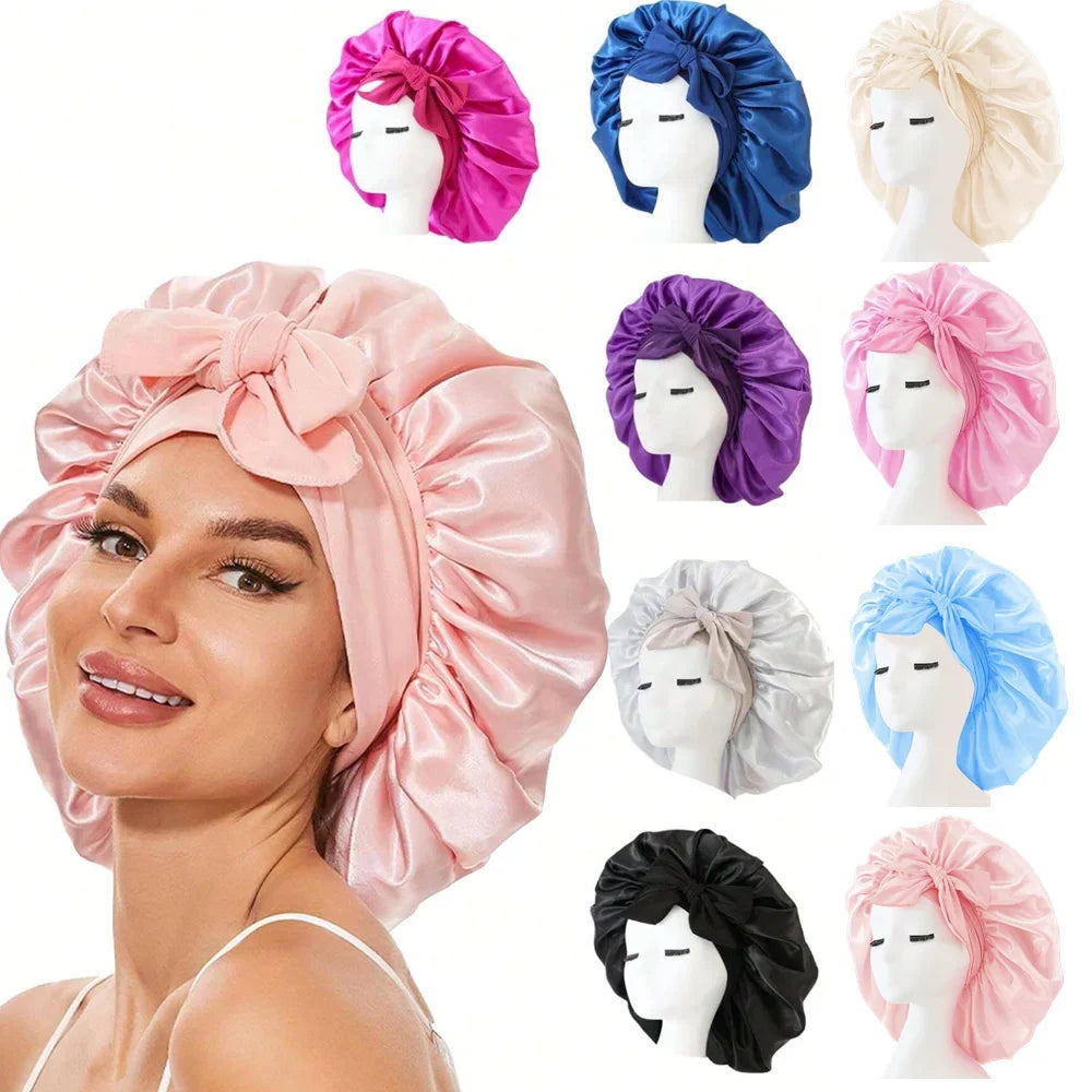 CocoLuxe Aura Satin Sleep Bonnet with Tie Band