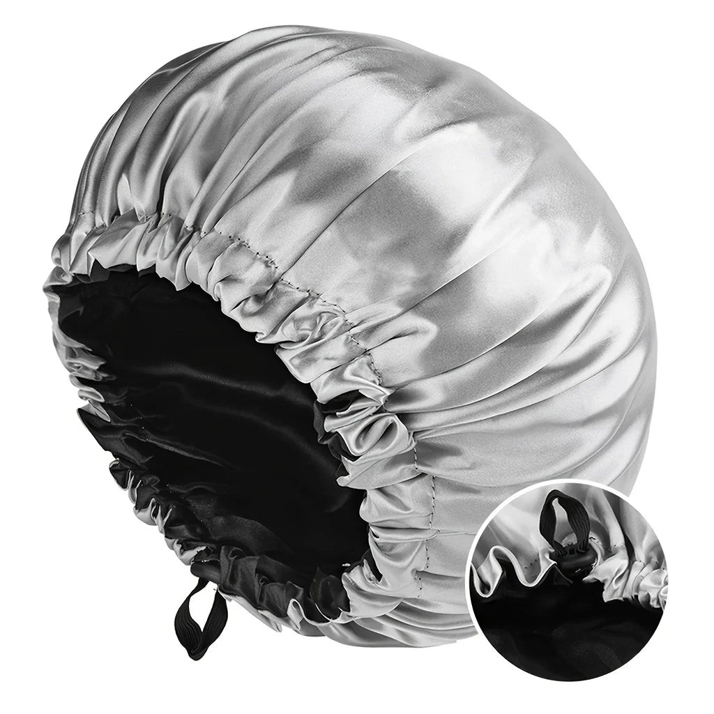 CocoLuxe Aura Satin Sleep Bonnet (Adjustable, Double-Layered)