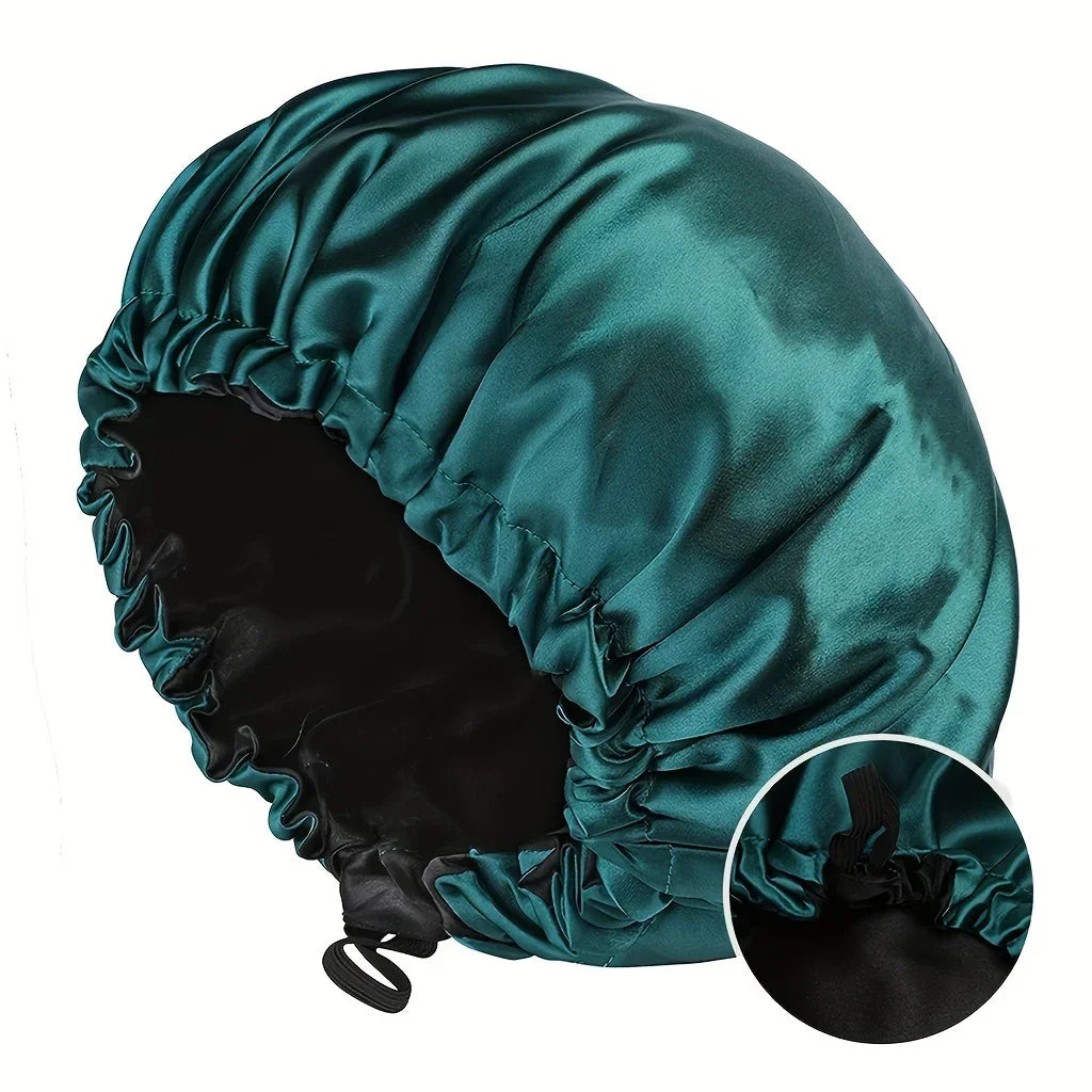 CocoLuxe Aura Satin Sleep Bonnet (Adjustable, Double-Layered)