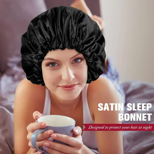 CocoLuxe Aura Satin Sleep Bonnet (Adjustable, Double-Layered)